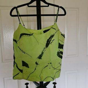 PERTER MARTIN 18 Green Black Pattern Sleeveless Spaghetti Cropped Tops Blouse